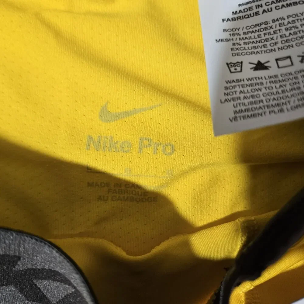 Nike Pro NBA Player Issued 3/4 Compression Tights Yellow DN1547 Mens Large $75 L